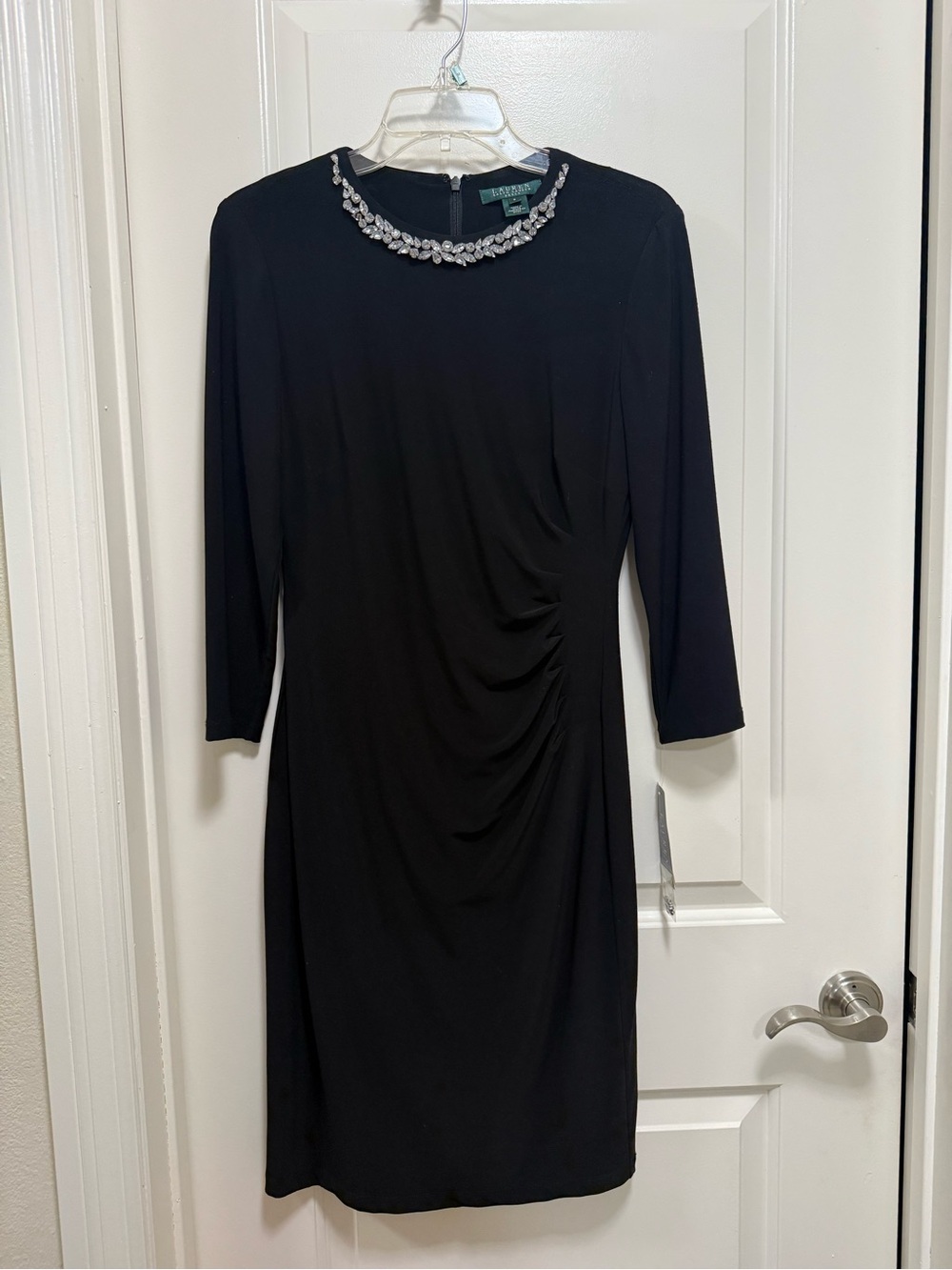 Ralph Lauren Black Long-Sleeve Jewel-Neck Sheath Dress